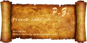 Prorok Zoárd névjegykártya